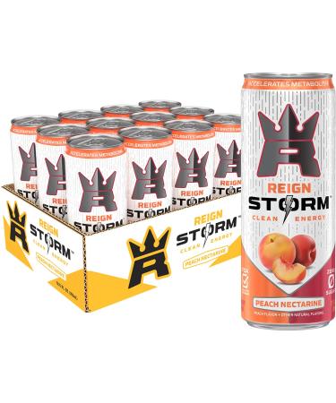 REIGN Storm, Peach Nectarine, Fitness & Wellness Energy Drink, 12 Fl Oz (Pack of 12)