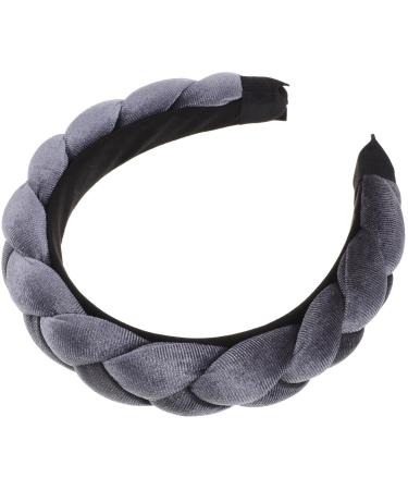 Braid Headband Hair Bands for Braids Elastic Braided Headbands for Women Knotted Headband for Women Black Headbands for Women Plush Velvet Wig Fabric gray