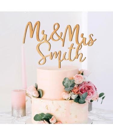Wedding Cake Toppers Engagement Gifts Mr & Mrs Cake Topper Personalised Gifts for Couple Party Decorations Wooden Cake Topper Custom Gifts 2 Designs with Any Name(Design1) - Buy Online on SooperMarket.com