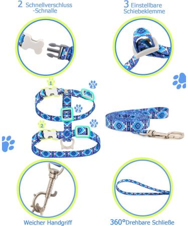 Supet Adjustable Cat Dishes with Leash - Outbreak-Proof Perfect for Large & Small Cats Kitten Dishes Set for Walking - Blue (M: Chest Size 28-48cm) - Buy Online on SooperMarket.com