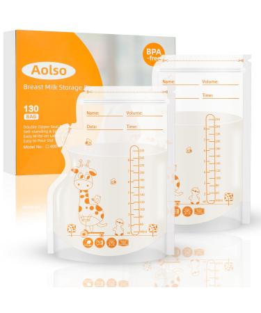 AOLO 130 Bag breast milk bag 250 ml BPA-free breast milk storage bag for breastfeeding breast milk storage bag for breast milk freezing spout-proof milk bag space-saving
