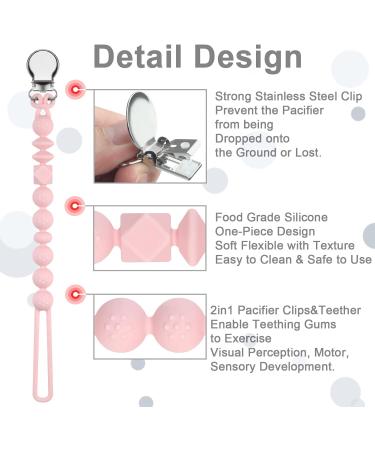 Kowlone Silicone Dummy Clip - Binky Holder for Teething Baby - Quartz Pink - Buy Online on SooperMarket.com