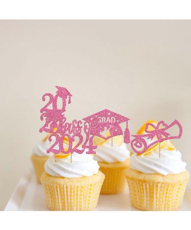 Rsstarxi 36 Pack Class of 2024 Graduation Cupcake Toppers 2024 Graduation Food Appetizer Picks 2024 Grad Cap Done Diploma Cupcake Picks for 2024 Graduation Theme Party Cake Decorations Pink - Buy Online on SooperMarket.com