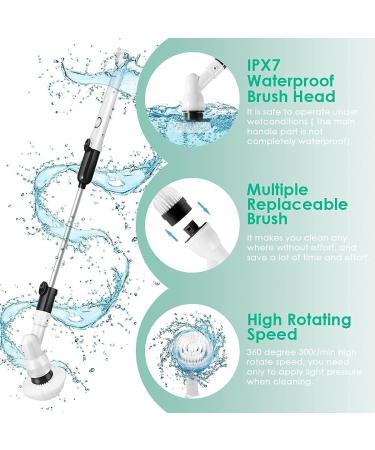 GOFOIT 360-degree Cordless Electric Spin Scrubber with Long Handle - Shower, Tub, and Tile Power Scrubber with 3 Multi-Purpose Brush Heads - Buy Online on SooperMarket.com