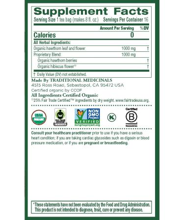 Organic Hawthorn & Hibiscus Herbal Tea | Heart Health Support | 16 Tea Bags - Buy Online on SooperMarket.com