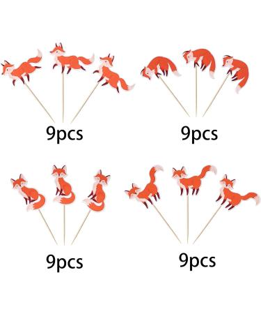 36 Pieces Fox Cupcake Toppers - Wild Animal Birthday Decorations & Muffin Decor for Baby Showers - Buy Online on SooperMarket.com