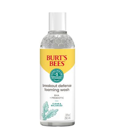 Burt s Bees Foaming Face Wash  BHA Breakout Defense Cleanser for All Skin Types  Washes Away Impurities & Excess Facial Oil  With a Prebiotic  8 Oz.
