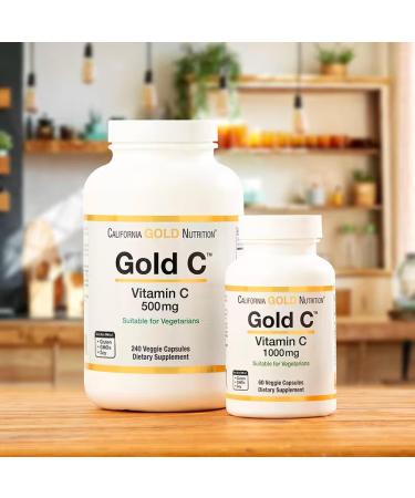 Gold C USP Grade Vitamin C Compatible With California Gold Nutrition 1 000 mg 60 Capsules + Bonus Pill Organizer Weekly Pill Organizer Mini - Buy Online on SooperMarket.com
