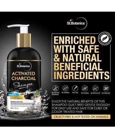StBotanica Activated Charcoal Hair Shampoo 300ml - Sulfate-Free Paraben-Free Nourishing Ingredients for Healthy Hair - Buy Online on SooperMarket.com