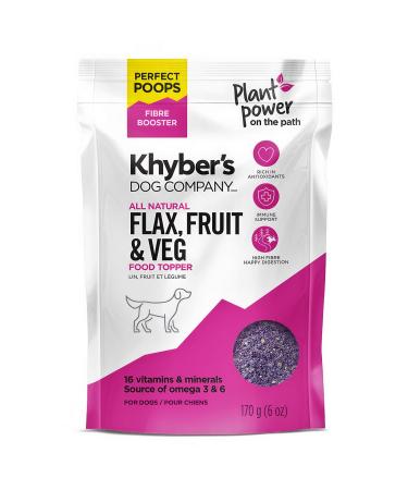 Khyber's Flax Fruit & Veg Superfood Topper - Vegan - Human Grade - High Fibre - Digestive Aid - Immune Support - Anti-inflammatory - Skin & Coat - Antioxidants - Omega 3 - Vitamins - 170g (6 oz.)