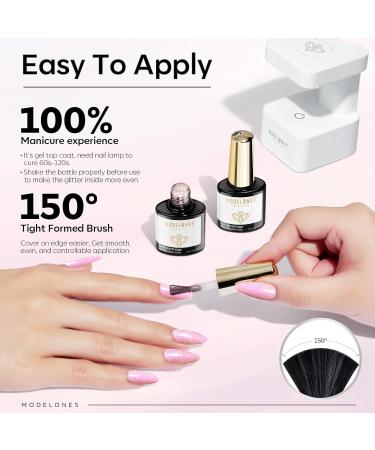 Modelones Glitter Gel Top Coat 2 in 1 Pearl Gel Nail Polish Clear Glitter Glossy Sparkle Finish Long Lasting Soak Off Mermaid Shimmer Pearlescent Glitter Gel Polish Nail Art Home DIY 10 ML - Buy Online on SooperMarket.com