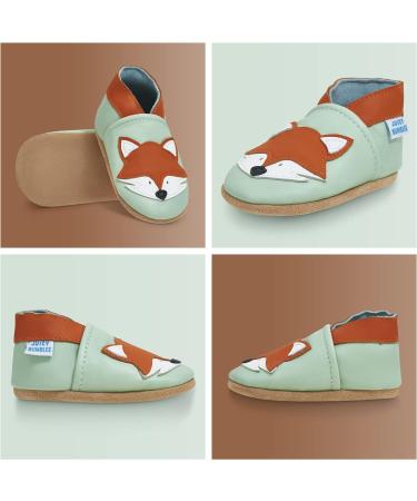 Soft Sole Baby Shoes - Leather Toddler Shoes for Baby Girl or Boy (6-12 Months) - Grey Fox Design - Buy Online on SooperMarket.com