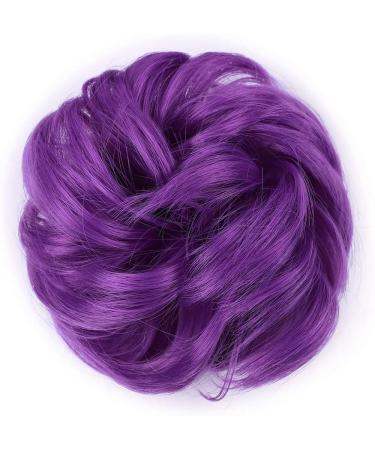 Synthetic Messy Hair Bun Scrunchie Updo in Purple - Bridal & Wedding Hairpiece for Women & Kids - Buy Online on SooperMarket.com