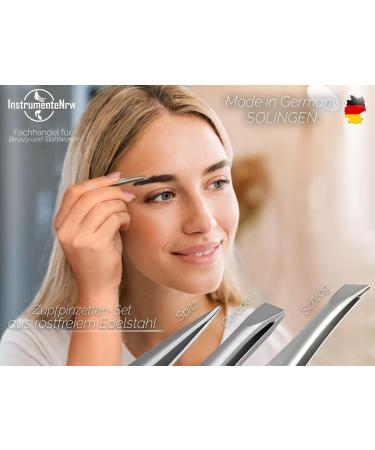 Solingen Professional Tweezers Set - 3-Piece Stainless Steel Eyebrow & Hair Plucking Tweezer Set - Made in Germany - Buy Online on SooperMarket.com