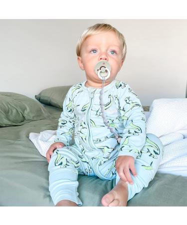 Silicone Pacifier Clips Set for Baby Boys and Girls - Ocean View/Silver Gray (2 Pack) - Buy Online on SooperMarket.com