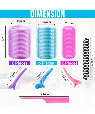 ZABLEE 33pcs Hair Rollers With Clips- 18 Self Grip Rollers -12 Duckbill Sectioning Clips -2 Comb -1 Braid Device For Hair curlers Roller for Long/short Hair Curly. Size 44mm 36mm 25mm For Adults-Kids - Buy Online on SooperMarket.com