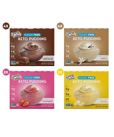 Simply Delish Instant Pudding Mix Variety Pack - Plant Based Guilt Free Desserts - All Natural, Sugar Free, Non GMO, Gluten Free, Fat Free, Vegan, Keto Friendly - 0.7 OZ (Pack of 12) 12 Pack