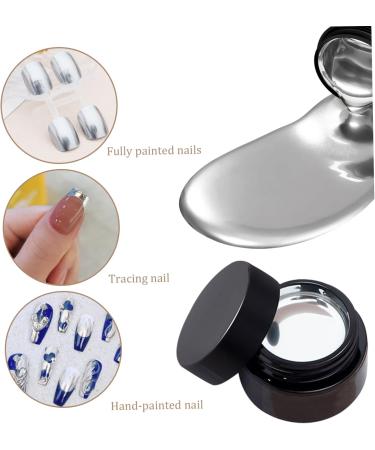 2PCS Chrome Nail Polish Metallic Painting Gel for Nails 3D Mirror Chrome Nail Polish 10g High Glossy Reflective Gel Polish Soak Off Silver Nail Polish - Buy Online on SooperMarket.com