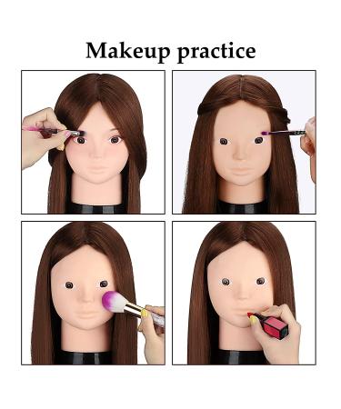 Beauty Star 23.5 Mannequin Head with 80% Real Human Hair + Table Clamp Holder & DIY Hair Styling Set - Dark Brown - Buy Online on SooperMarket.com