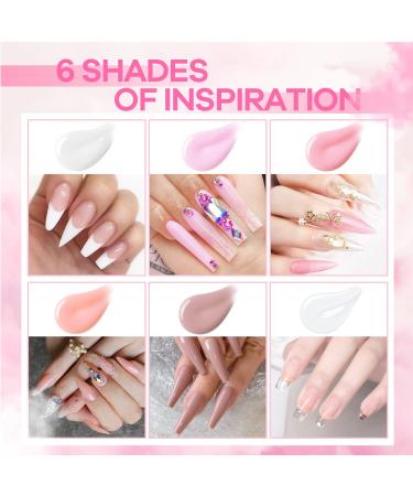 Modelones Poly Nail Gel Kit with 48W LED Nail Lamp - 6 Nude Pink Colors, Slip Solution, Rhinestones, Glitters - Manicure Starter Kit for Women - Buy Online on SooperMarket.com