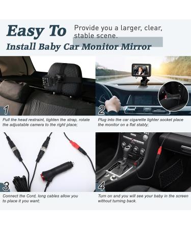 Baby Car Mirror for Back Seat | Welltop 5'' HD 1080P Baby Car Camera | 360 Night Vision & Shockproof | Essential Car Accessories for New Parents - Buy Online on SooperMarket.com