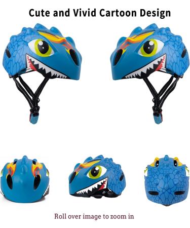 Toddler Helmet  Kids Bike Helmet with Dinosaur 3D Design  Sports Protective Gear Set and Safety Certified for 3 4 5 6 7 8 Years Old  Girls Boys Toddler Bike Cycling Skating Skateboard Scooter Helmet blue - Buy Online on SooperMarket.com