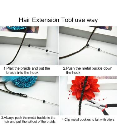 Premium Hair Extension Kit - Pliers Braiding Tools Crochet Hook & Silicone Micro Rings - Perfect for Hair Extensions & Feathers (Black) - Buy Online on SooperMarket.com