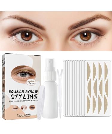 Eyelid-Tape 5mm-Eyelid-Lifter-Strips Glue-Free Invisible Eyelid Tape Instant Lifting Heavy Hooded/Droopy/Uneven Eye Lid Eye Tape with Fork Rods and Tweezers 120 Count/pack