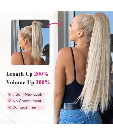 REECHO 28 Long Straight Dark Brown Synthetic Drawstring Ponytail Extension for Women - Buy Online on SooperMarket.com