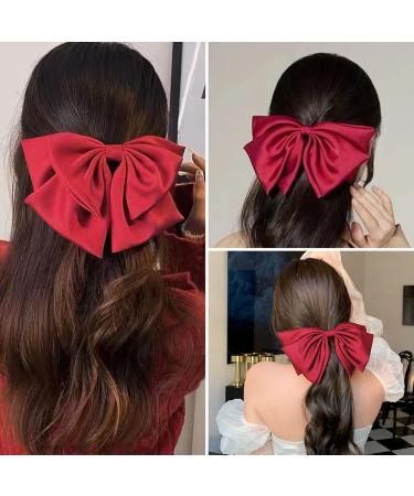 Hair Bow Large Red Hair Bow Hair Clip Hair Bows Bows for Hair Hair Bows for Women Black Bows Hair Ribbons Bow Hair Barrettes French Barrette Hairpin Hair Accessories for Thick Curly Hair - Buy Online on SooperMarket.com