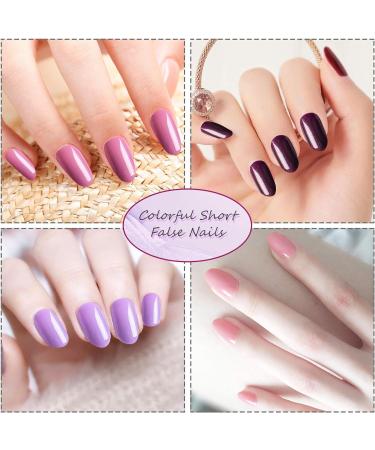 EBANKU 960 Colorful Short False Nails Full Cover Coffin Press on Nails Set with Nail File and Stick - Natural Fake Nails for Women Girls - Buy Online on SooperMarket.com