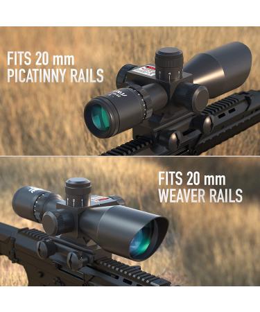 Pinty 2.5-10x40 Tactical Rifle Scope with Red Laser Combo - Green Lens - Buy Online on SooperMarket.com