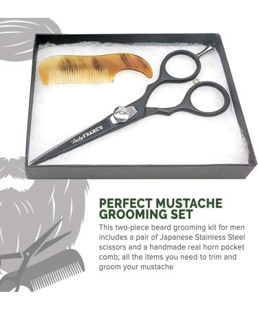 Lucky Franc's Beard Trimming Kit with Japanese Scissors and Ox Horn Combs for Men - Handmade Beard Care Set - Buy Online on SooperMarket.com