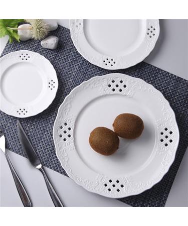 Dinnerware Dishes Plates Hollow Out Dessert Plate White Disc Home Kitchen Restaurant Coffee Shop Flat Plate Ceramic Fruit Plate Round Dinner Plate Dinner Restaurant Family Party Plates (Size : L) Large - Buy Online on SooperMarket.com