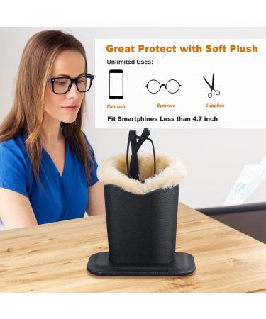 Bivisen Eyeglass Holder Case - Modern Velvet Plush PU Leather in Black & Navy Blue | Stylish & Durable Eyewear Storage for Travel - Buy Online on SooperMarket.com