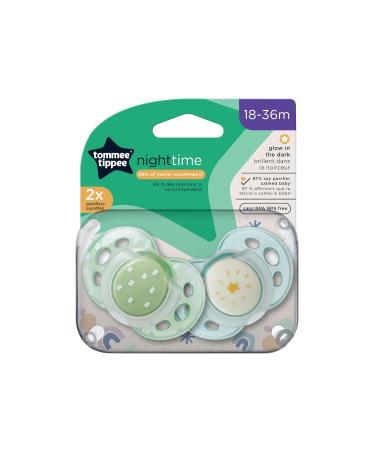 Tommee Tippee Night Time Glow in the Dark Pacifiers 18-36m - BPA-Free, Symmetrical Design, Includes Sterilizer Box - 2 Count - Buy Online on SooperMarket.com