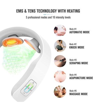 FIT KING Neck Massager with Heat & TENS Technology for Fatigue and Pain Relief - Cordless & Rechargeable Design | Remote Control & Voice Broadcast | 5 Modes 16 Intensities FT-056N - Buy Online on SooperMarket.com