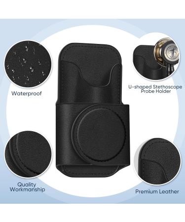 Premium PU Leather Stethoscope Holder Clip - Magnetic Lightweight Holster for Physicians Nurses & EMTs - Fits 3M Littmann & Most Stethoscopes - Black - Buy Online on SooperMarket.com