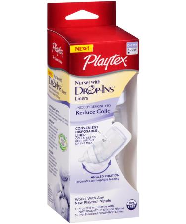 Playtex Drop-Ins Premium Nurser Bottle 4 Ounce (Colors and packaging may vary) (Discontinued by Manufacturer)