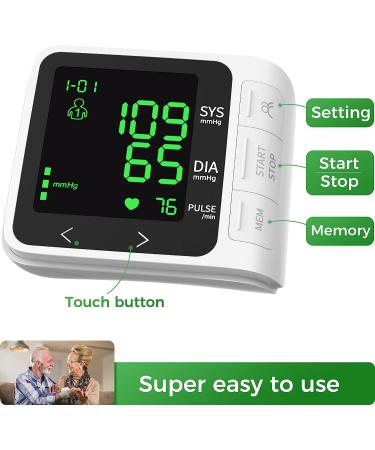 Wrist Blood Pressure Monitor with Large Backlight Display | Digital Automatic BP Cuff with Memory | Adjustable Cuff & Storage Bag Included - Buy Online on SooperMarket.com