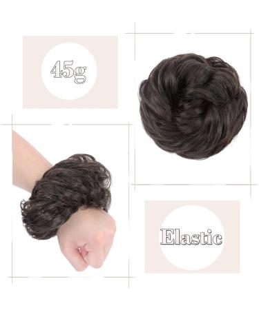Thick Messy Curly Hair Bun Extension | Synthetic Updo Scrunchie - Brown 45g Reddish Brown - Buy Online on SooperMarket.com