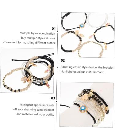DIYEAH 6pcs Beaded Bracelet The Gift Trendy Gifts Lockets Boho Gifts Boho Decor Handmade Bracelet Vintage Bracelet Charm Bracelets Portable Combination Accessories Decorate Travel Pendant 6.50X6.50X0.50CM Black - Buy Online on SooperMarket.com