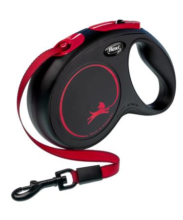 Flexi Special Edition Classic retractable dog leash (adhesive tape) ergonomic durable and free of tangling for dogs up to 25 kg 4.8 m size M black/red red medium