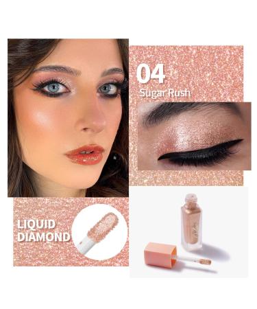 Oulac Gold Glitter Liquid Eyeshadow and Eyeliner - Shimmer Eye Makeup, Non-creasing Formula, Vegan & Cruelty-Free (04) Sugar Rush - Buy Online on SooperMarket.com