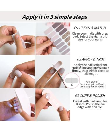 Beautfave 16Pcs Semi Cured Gel Nail Strips - Self Adhesive White Nail Wraps with File & Stick - Greywhite | UV/LED Lamp Required - Buy Online on SooperMarket.com