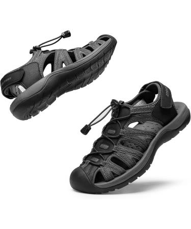 DREAM PAIRS Men's Summer Sandals - Non-Slip Breathable Hiking & Beach Footwear 41 EU Black/Dark Grey - Buy Online on SooperMarket.com