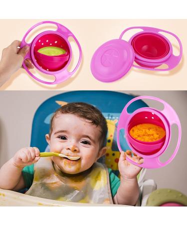 360 Degrees Gyro Bowl - Unspillable Snack Toddler Bowl - Anti Spill Magic Bowl for Babies and Kids - Pink - Buy Online on SooperMarket.com