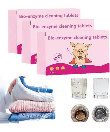 Multi-Functional Bio-Enzyme Cleaning Tablets Bio-Enzyme Explosive Salt Cleaner Dissolve Concentrated Tablets All Purpose Cleaning Tablets Powerful Stain Removing Bio-Enzyme Cleaning Tablets (3 Box)