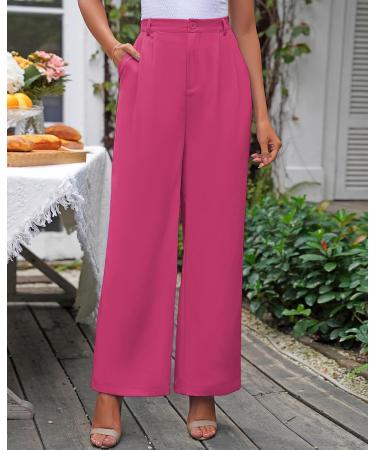Vetinee High Waisted Wide Leg Dress Pants with Pockets - XXL Magenta - Buy Online on SooperMarket.com