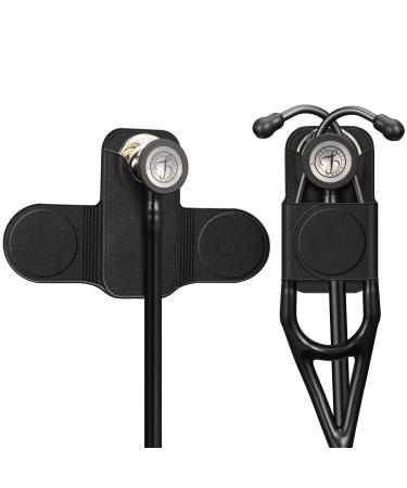Stethoscope Holder Clip Magnetic Premium PU Leather Stethoscope Hip Holder Lightweight Portable Holster for Physicians Nurses EMT Medical Students for 3M Littmann & Most Stethoscope Black